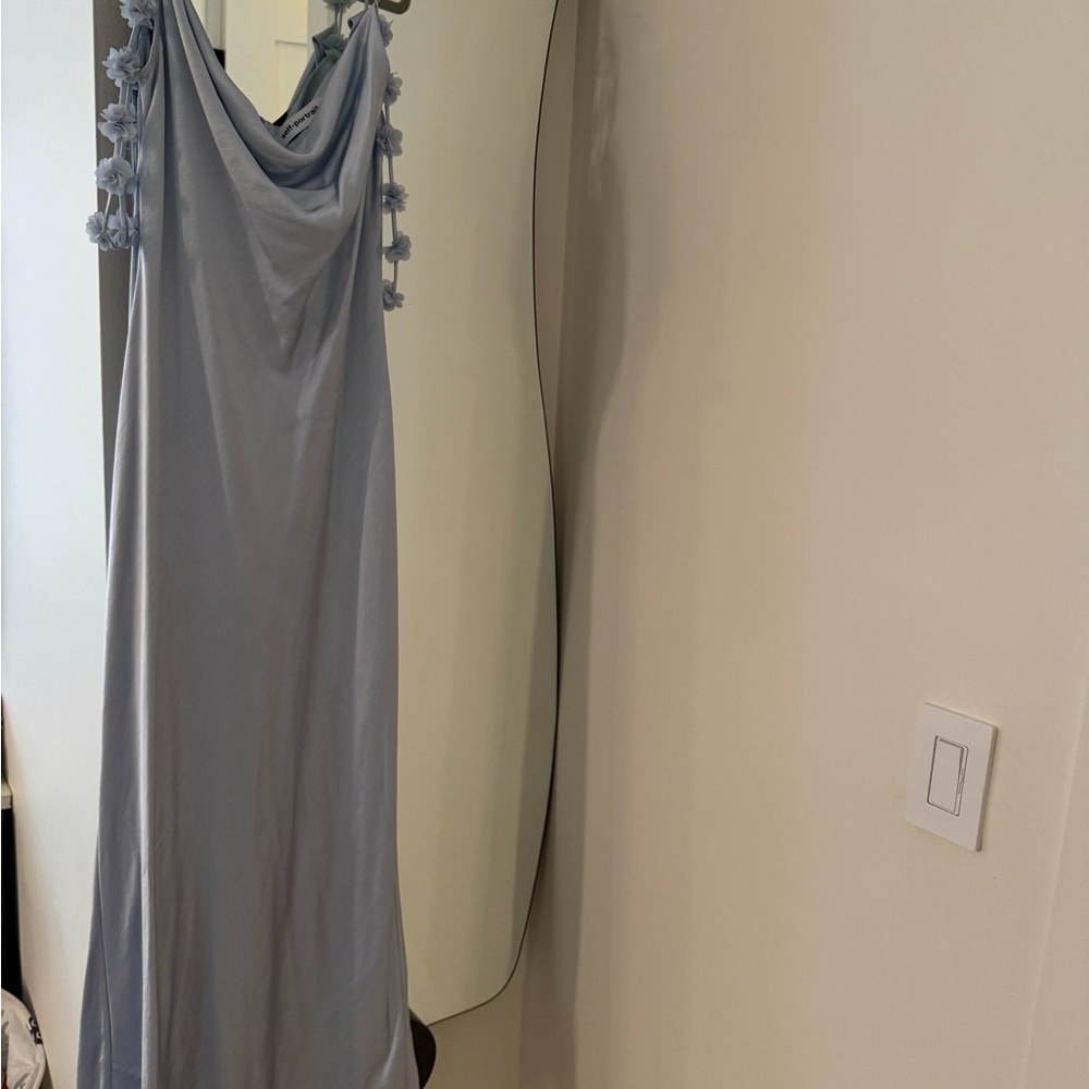Self-Portrait Pale Blue Cowl Neck Dress